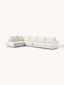 Sofa narożna XL Tribeca, Tapicerka: 100% poliester Dzięki tka, Stelaż: lite drewno sosnowe, Nogi: lite drewno sosnowe lakie, Kremowobiała tkanina, S 405 x G 228 cm, lewostronna