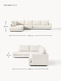 XL-Ecksofa Tribeca, Bezug: 100 % Polyester Der hochw, Gestell: Massives Kiefernholz, Webstoff Cremeweiss, B 405 x T 228 cm, Eckteil links