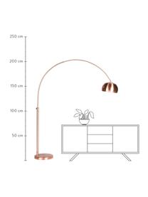 Lampa podłogowa w kształcie łuku Metal Bow, Stelaż: metal miedziowany, Miedź, S 170 x W 205 cm