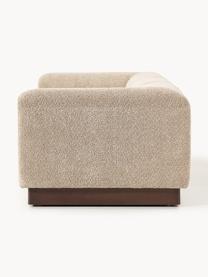 Modulares Sofa Natalie (3-Sitzer) aus Teddy-Bouclé, Bezug: Teddy-Bouclé (100 % Polye, Gestell: mitteldichte Holzfaserpla, Sockel: Massives Buchenholz, lack, Teddy-Bouclé Beige, dunkles Buchenholz, B 283 x T 107 cm