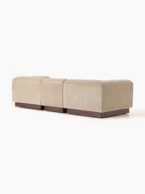 Modulares Sofa Natalie (3-Sitzer) aus Teddy-Bouclé, Bezug: Teddy-Bouclé (100 % Polye, Gestell: mitteldichte Holzfaserpla, Sockel: Massives Buchenholz, lack, Teddy-Bouclé Beige, dunkles Buchenholz, B 283 x T 107 cm