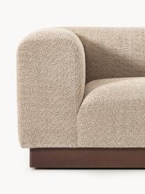 Modulares Sofa Natalie (3-Sitzer) aus Teddy-Bouclé, Bezug: Teddy-Bouclé (100 % Polye, Gestell: mitteldichte Holzfaserpla, Sockel: Massives Buchenholz, lack, Teddy-Bouclé Beige, dunkles Buchenholz, B 283 x T 107 cm