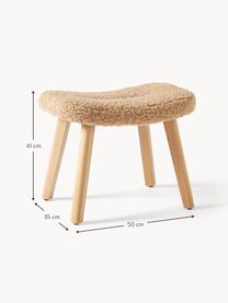 Plyšová stolička s dřevěnými nohami Wing, Světle hnědá, březové dřevo, Š 50 cm, V 41 cm
