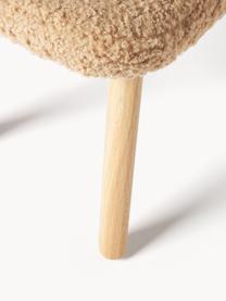 Tabouret en tissu bouclé Wing, Peluche brun clair, bois de bouleau, larg. 50 x haut. 41 cm