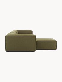 Modulares Sofa Lennon (4-Sitzer) mit Hocker, Bezug: 100 % Polyester Der strap, Gestell: Massives Kiefernholz, Spe, Füße: Kunststoff Dieses Produkt, Webstoff Olivgrün, B 327 x T 207 cm