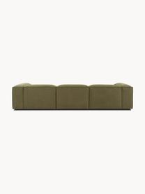 Canapé d'angle modulable 4 places avec pouf Lennon, Tissu vert olive, larg. 327 x prof. 207 cm