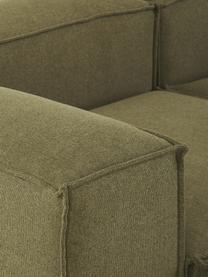 Modulares Sofa Lennon (4-Sitzer) mit Hocker, Bezug: 100 % Polyester Der strap, Gestell: Massives Kiefernholz, Spe, Füße: Kunststoff Dieses Produkt, Webstoff Olivgrün, B 327 x T 207 cm