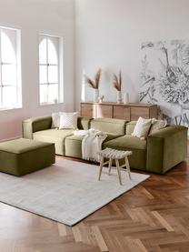 Modulares Sofa Lennon (4-Sitzer) mit Hocker, Bezug: 100 % Polyester Der strap, Gestell: Massives Kiefernholz, Spe, Füße: Kunststoff Dieses Produkt, Webstoff Olivgrün, B 329 x T 207 cm