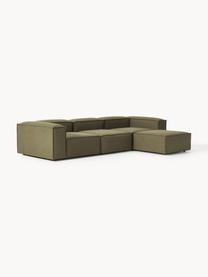 Sofá rinconera modular con reposapiés Lennon (4 plazas), Tapizado: 100% poliéster Alta resis, Estructura: madera contrachapada de p, Patas: plástico Este producto es, Tejido verde oliva, An 329 x F 207 cm