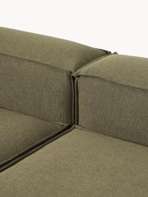 Modulares Sofa Lennon (4-Sitzer) mit Hocker, Bezug: 100 % Polyester Der strap, Gestell: Massives Kiefernholz, Spe, Füße: Kunststoff Dieses Produkt, Webstoff Olivgrün, B 329 x T 207 cm