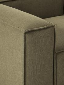 Modulares Sofa Lennon (4-Sitzer) mit Hocker, Bezug: 100 % Polyester Der strap, Gestell: Massives Kiefernholz, Spe, Füße: Kunststoff Dieses Produkt, Webstoff Olivgrün, B 329 x T 207 cm