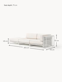 Sofá lounge modular rinconera para exterior Caio, Tapizado: 100% poliéster Alta resis, Estructura: aluminio, Blanco Off White, blanco, An 305 x F 115 cm