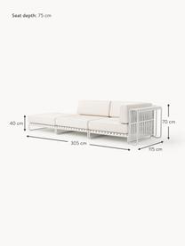 Modulares Garten-Loungesofa Caio, Bezug: 100 % Polyester Der hochw, Gestell: Aluminium, Off White, Weiss, B 305 x T 115 cm