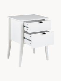 Comodino bianco con cassetti Sleepy, Maniglie: Metallo verniciato a polv, Bianco, Larg. 48 x Alt. 65 cm