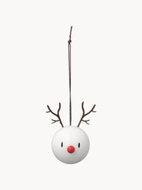 Kerstboomhanger Hoptimist Reindeer, 2 stuks, Kunststof, metaal, Wit, zwart, rood, B 10 cm x H 7 cm