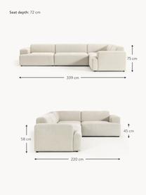 Grosses Ecksofa Melva (4-Sitzer), Bezug: 100 % Polyester Der strap, Gestell: Massives Kiefern- und Fic, Webstoff Hellbeige, B 339 x T 220 cm, Eckteil rechts