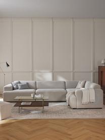Grand canapé d'angle 4 places Melva, Tissu beige clair, larg. 339 x prof. 220 cm, dossier à gauche