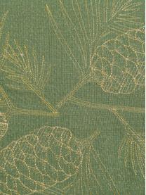 Runner in cotone con motivo dorato Epicea, Cotone, lurex, Verde, dorato, Larg. 50 x Lung. 170 cm