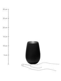 Kristallen longdrinkglazen Elements in zwart/zilverkleurig, 6 stuks, Gecoat kristalglas, Zwart, zilverkleurig, Ø 9 x H 12 cm, 465 ml