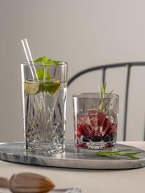 Longdrinkgläser Capri mit Relief, 4 Stück, Glas, Grau, Ø 8 x H 15 cm, 390 ml