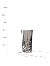 Vasos highball con relive Capri, 4 uds., Vidrio, Gris, Ø 8 x Al 15 cm, 390 ml