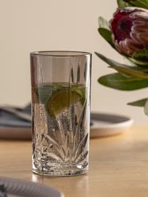 Bicchiere long drink con rilievo Capri 4 pz, Vetro, Grigio, Ø 8 x Alt. 15 cm, 390 ml