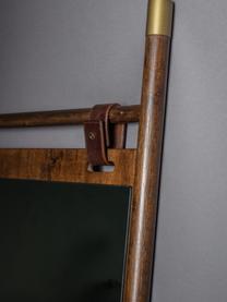 Espejo de pie Riva, con correas de cuero, Estructura: madera de haya, Espejo: cristal, Marrón oscuro, An 60 x Al 180 cm