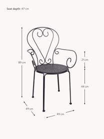 Zahradní židle s područkami Etienne, 2 ks, Matná antracitová, Š 49 cm, V 89 cm