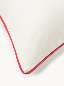 Housse de couette hivernale en flanelle avec passepoil Isabelle, Blanc, rouge, larg. 200 x long. 200 cm