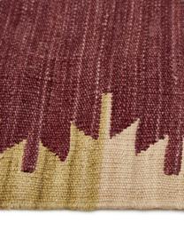 Handgeweven wkelim vloerkleed Kilim van wol, 100% wol, Donker lila, multicolour, B 125 x L 185 cm (maat S)