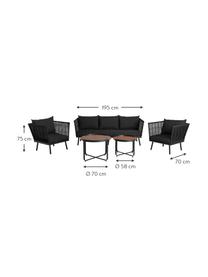 Tuin loungeset Vadstena, 5-delig, Bekleding: polyester, Tafelblad: acaciahout, Zwart, Set met verschillende formaten