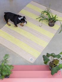 Ručne tkaný bavlnený koberec so strapcami Chindi, 100 % bavlna, Svetložltá, svetlobéžová, Š 60 x D 90 cm (veľkosť XXS)