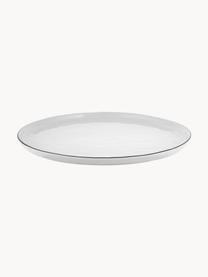 Ručne vyrobený plytký tanier z porcelánu Salt, 4 ks, Porcelán, Biela, Ø 28 cm