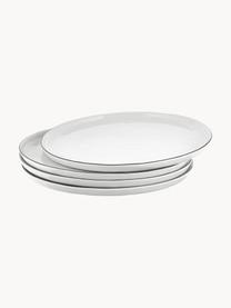 Ručne vyrobený plytký tanier z porcelánu Salt, 4 ks, Porcelán, Biela, Ø 28 cm