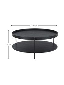 Tavolino rotondo da salotto in legno Renee, Ripiani: pannello MDF (fibra a med, Struttura: metallo verniciato a polv, Nero, Ø 90 cm