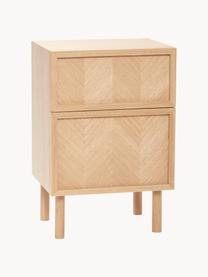 Noční stolek z dubového dřeva se vzorem rybí kosti Herringbone, Dubové dřevo, Dubové dřevo, Š 40 cm, V 60 cm