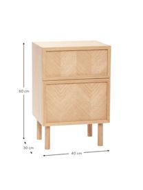 Mesilla de noche de madera de roble diseño espiga Herringbone, Madera de roble con certificado FSC, Madera de roble, An 40 x Al 60 cm