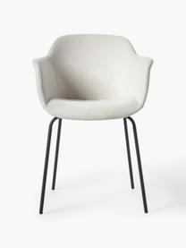 Armlehnstuhl Fiji mit schmaler Sitzschale, Bezug: 100 % Polyester Der hochw, Beine: Metall, pulverbeschichtet, Webstoff Off White, Schwarz matt, B 58 x T 56 cm