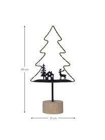 LED-Leuchtobjekt Glimta, Gestell: Metall, beschichtet, Sockel: Holz, Schwarz, Helles Holz, B 21 x H 40 cm