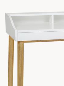 Schreibtisch Lindenhof mit kleiner Schublade, Beine: Eichenholz, lackiert Dies, Weiß, Eichenholz, B 120 x T 60 cm