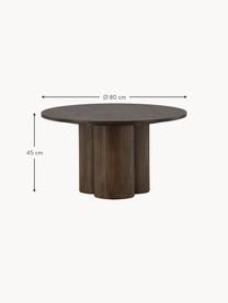 Okrúhly drevený konferenčný stolík Olivia, Drevovláknitá doska strednej hustoty (MDF) s dyhou z dubového dreva, Drevo, tmavý lak, Ø 80 cm