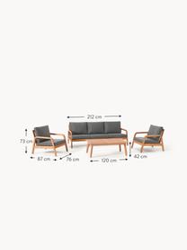 Set lounge para exterior de madera de eucalipto Bergen, 4 pzas., Tapizado: 100% poliéster Alta resis, Gris oscuro, madera de eucalipto, Set de diferentes tamaños