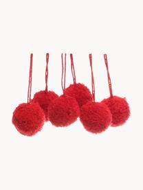 Pompons Lily, 6 Stück, Baumwolle, Rot, Ø 4 x H 14 cm