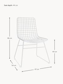 Sedia in metallo Wire, Metallo verniciato a polvere, Bianco, Larg. 47 x Prof. 54 cm