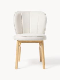 Krzesło tapicerowane z drewnianymi nogami Terry, Tapicerka: 100% poliester Dzięki tka, Nogi: lite drewno jesionowe z c, Tkanina w odcieniu złamanej bieli, jasne drewno jesionowe, S 49 x G 64 cm