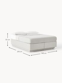 Boxspringbett Enya mit Stauraum, Bezug: 100 % Polyester Der strap, Matratze: 5-Zonen-Taschenfederkern, Webstoff Greige, B 140 x L 200 cm, Härtegrad H2