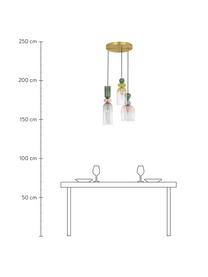 Cluster-Pendelleuchte Murano, Baldachin: Metall, beschichtet, Goldfarben, Mehrfarbig, Ø 42 cm