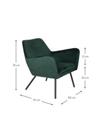 Sillón de terciopelo Bon, Tapizado: 100% terciopelo de poliés, Estructura: madera contrachapada, mad, Patas: acero con pintura en polv, Verde, An 80 x F 76 cm