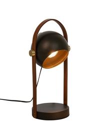 Stolová lampa s koženou dekoráciou Bow, Hnedá, čierna, Š 15 x V 38 cm