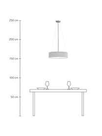 Klassieke hanglamp Pina in lichtgrijs, Lampenkap: stof (sits), Diffuser: kunststof, Baldakijn: metaal, Lichtgrijs, Ø 50 x H 13 cm